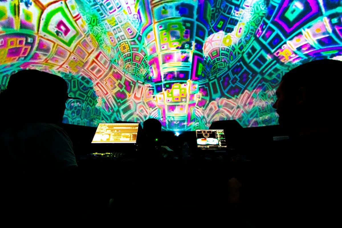 Exterior of an Aether projection dome installation