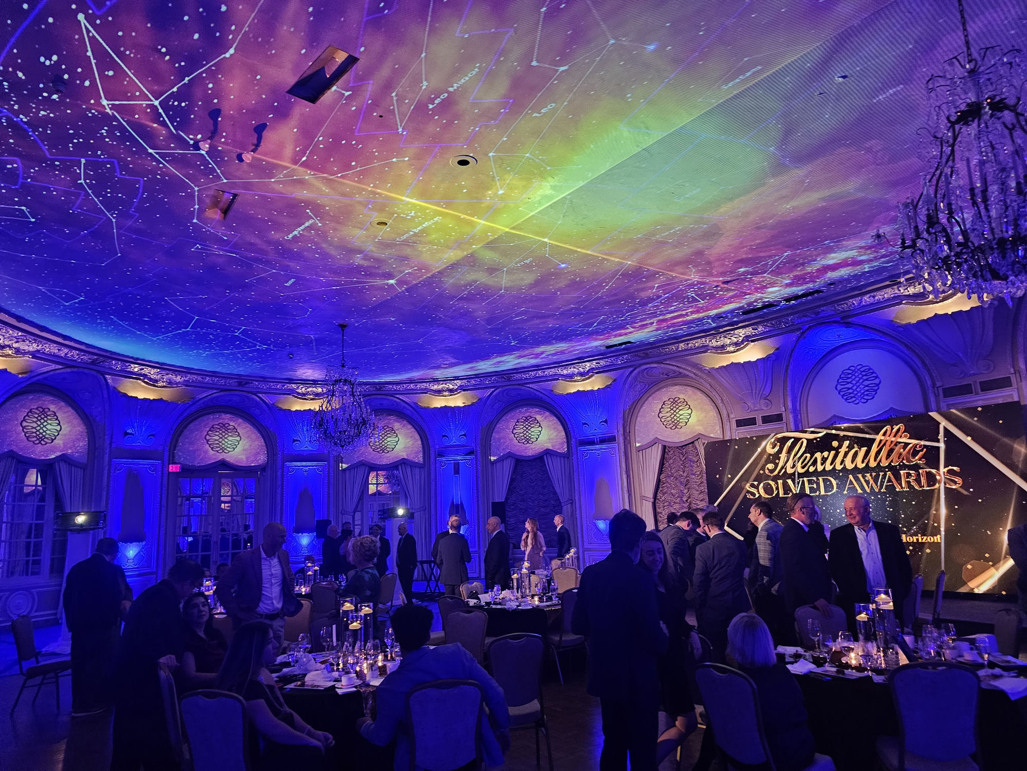 Boston Solved Awards ceiling projection at Fairmont Copley Plaza